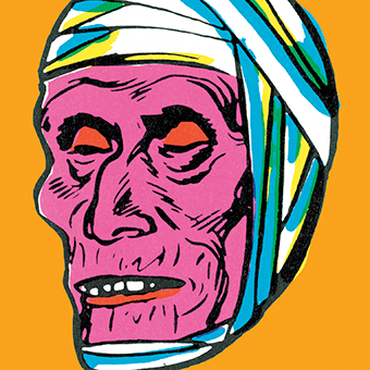 Pop art illustration of a mummy's head