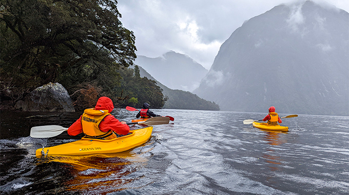 Kayakers in Doubtful Sound.